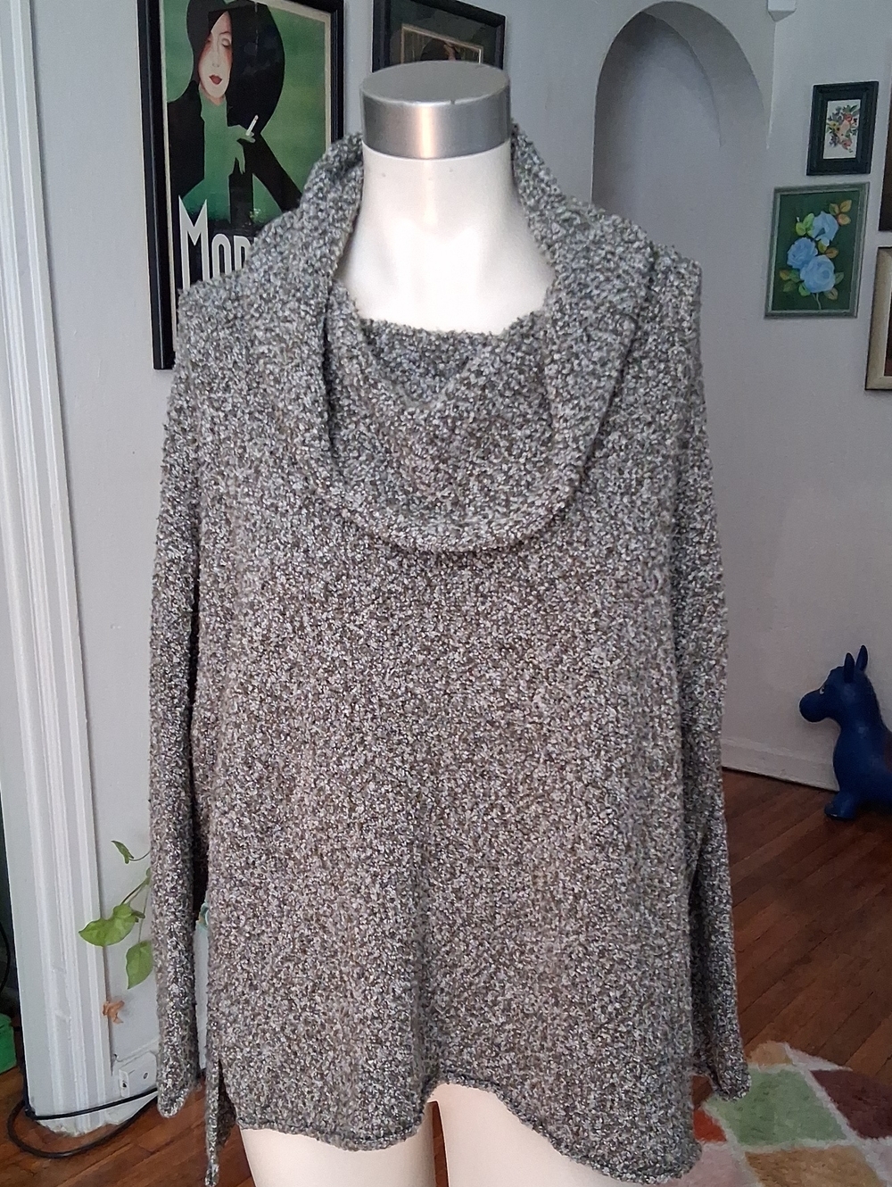 dip Heathered Gray Cowl Neck Sweater
